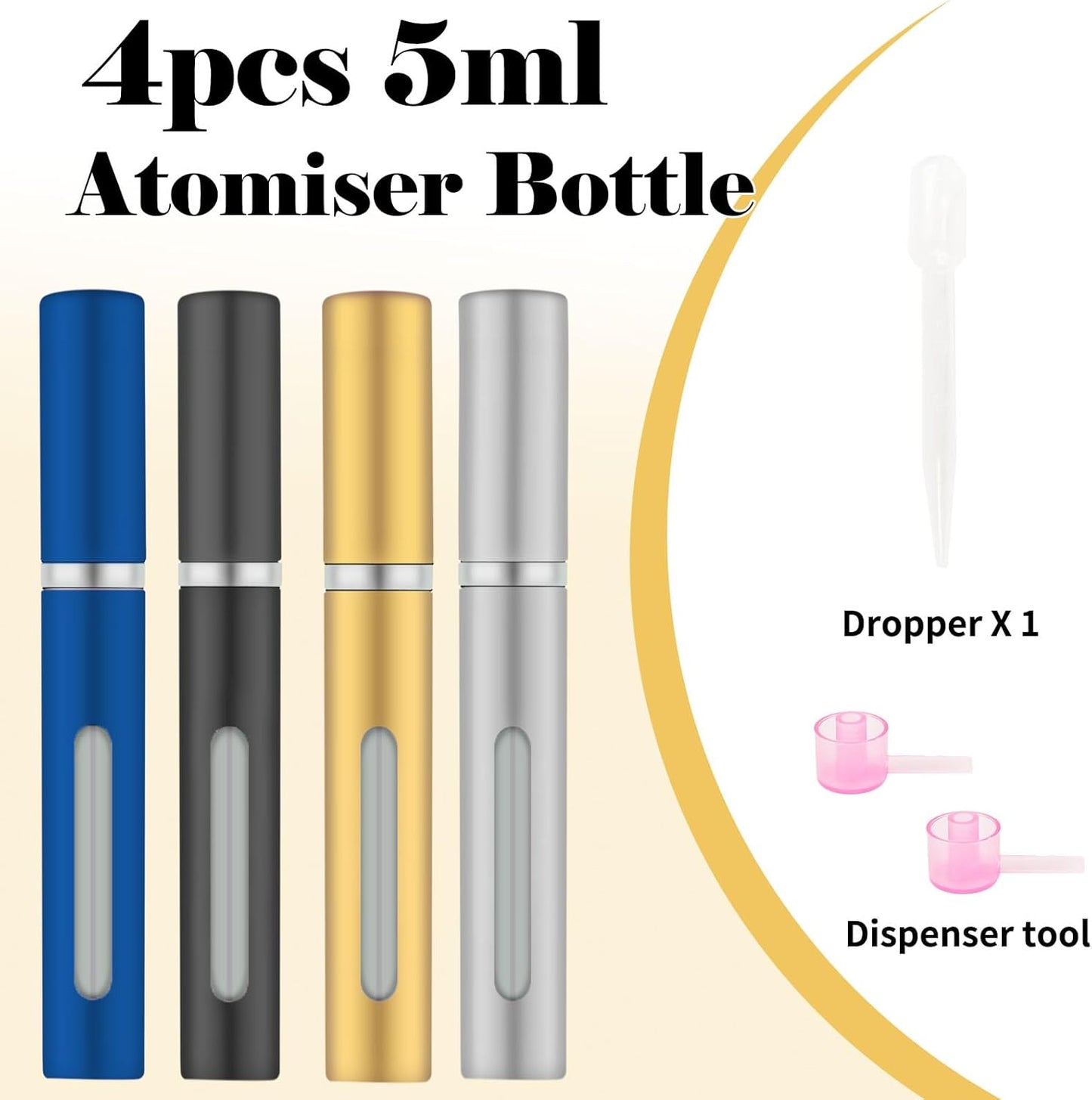 4pcs Mini Perfume Travel Bottle, Perfume Atomiser Refillable, 5ML Spray Bottles, Portable for Travel Holiday, Outdoor Activities and Business
