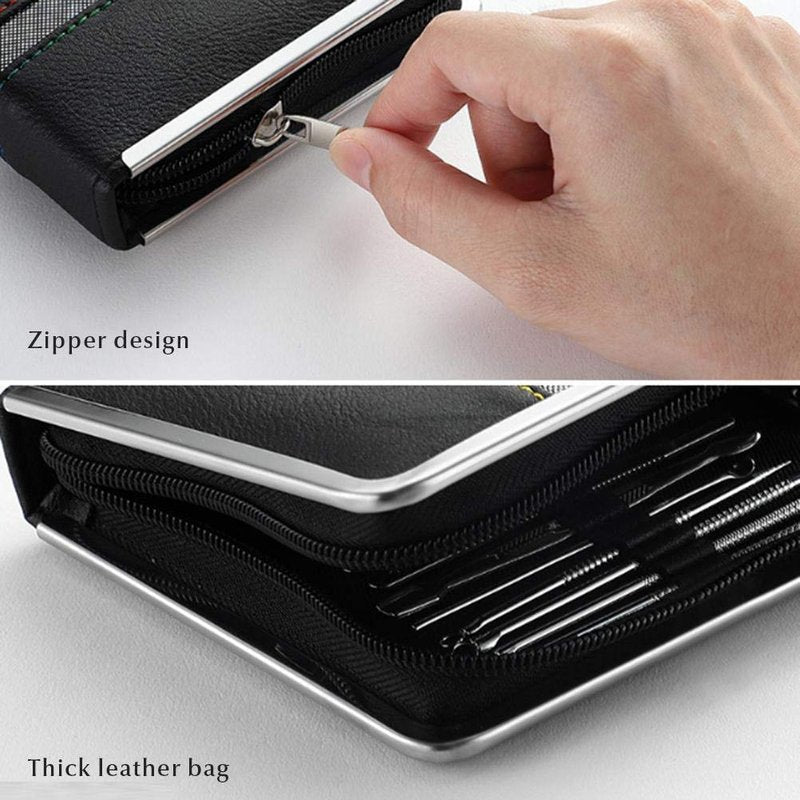 Manicure Pedicure Kit, 26 Pieces Professional Nail Clippers Set, Stainless Steel with Leather Case, Portable Nail Care Tools for Home Use, Black