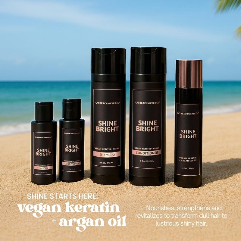 Shine Bright Serum - Vegan Keratin & Organic Argan Oil | Smoothing Formula for Silky, Frizz-Free Hair - 1.7 Oz