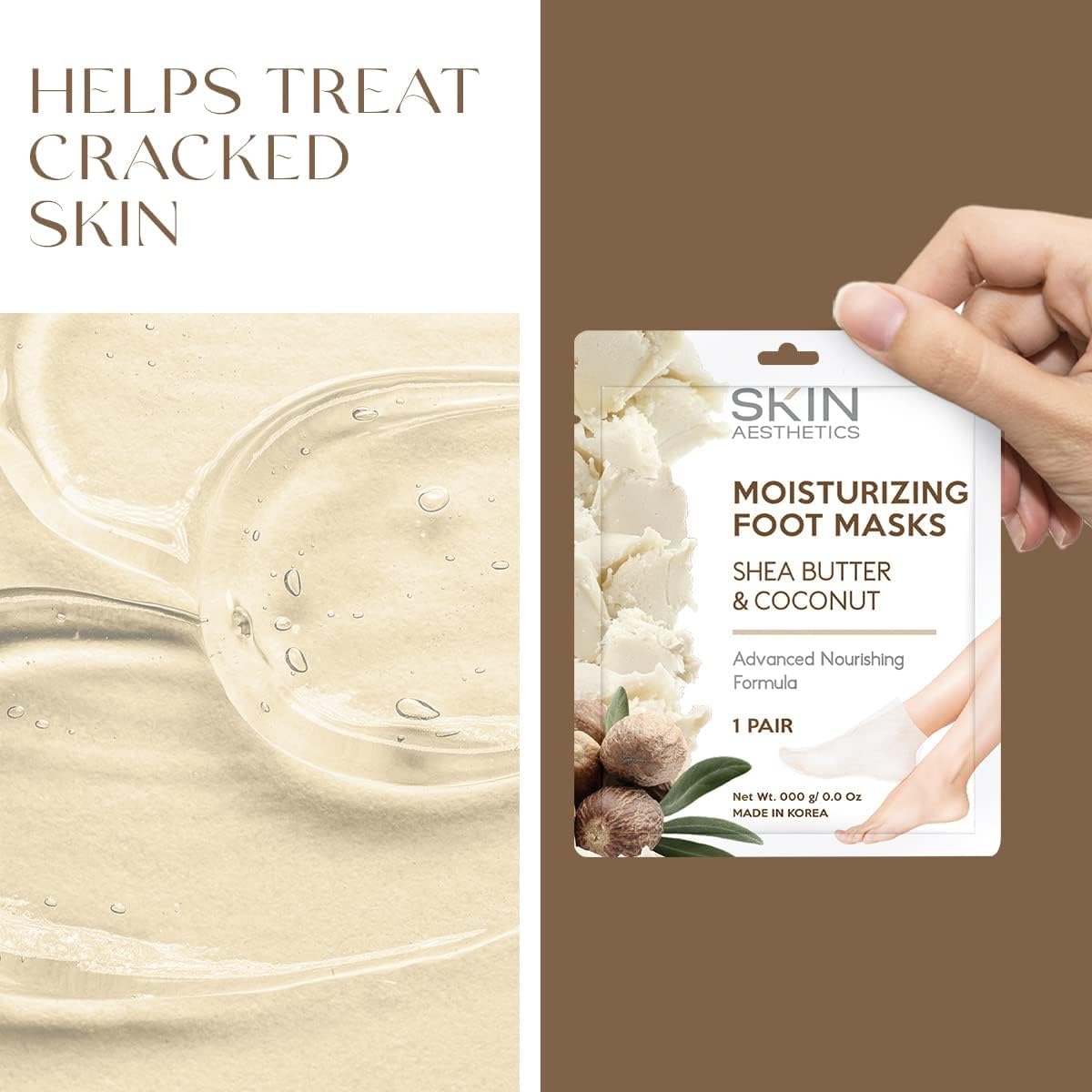 Skin Aesthetics Moisturizing Foot Mask Variety Pack – Smooths Rough Skin, Hydrates Dry Feet, Softens Tough Calluses – Dermatologist Tested Korean Skin Care, Cruelty Free, Vegan Clean Beauty – 12 Pairs