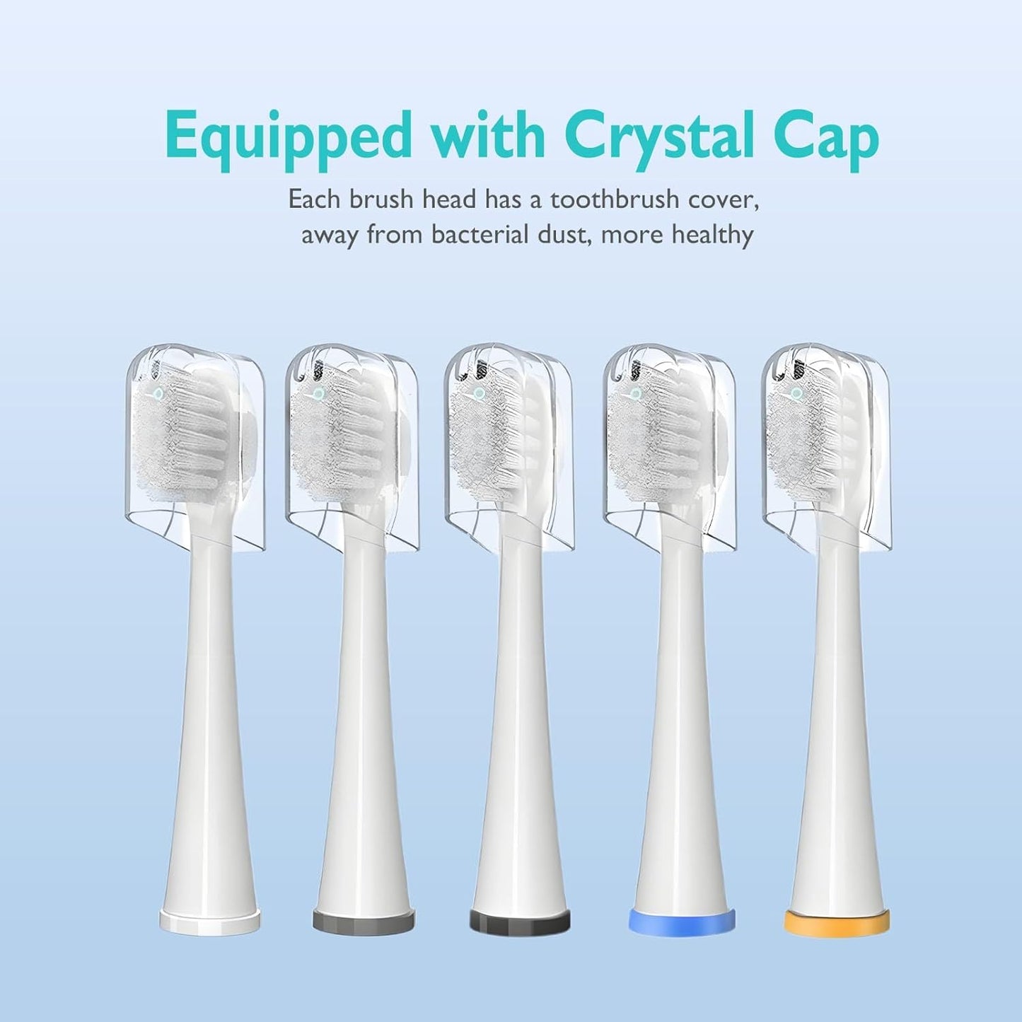 Replacement Brush Heads for Waterpick Sonic Fusion 2.0 Flossing Toothbrush with Cover, Compact, 5 Count White, Soft Bristles, Compact Size