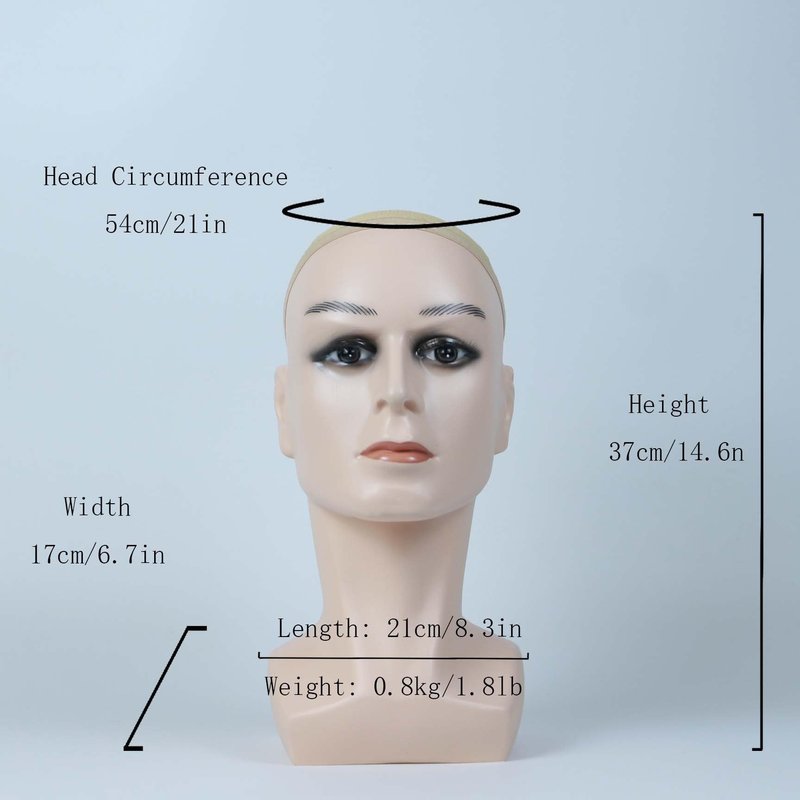 KIMUIMA Male Mannequin Head - Beige Tone, Intricate Facial Features for Wigs Holder, Photography Props, Retail Store Decor, Salon Styling Aid,Beauty Schools, Salon Training Tool