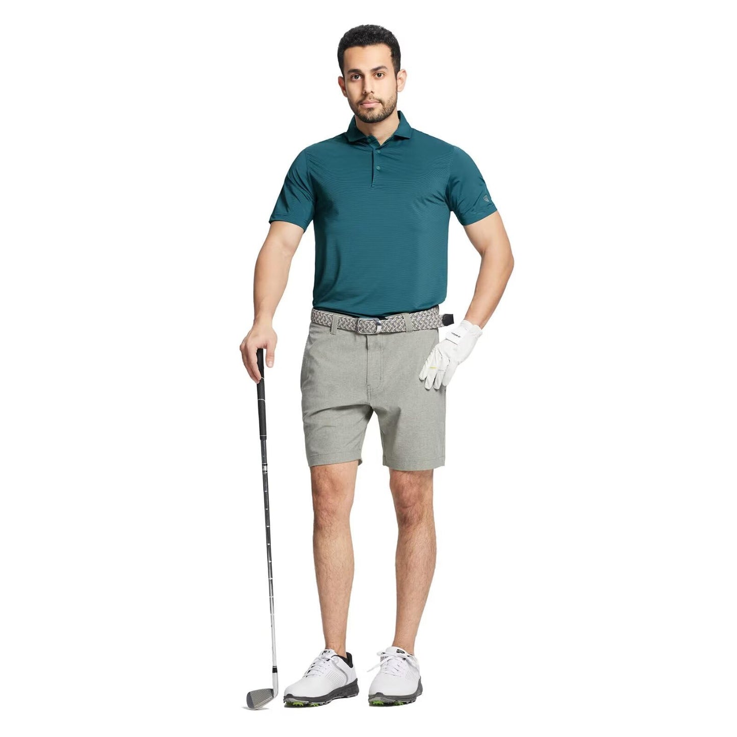 MAELREG Men’s Polo Shirts Short Sleeve Quick Dry Performance Lightweight Pinstriped Collared Polo Shirt for Men