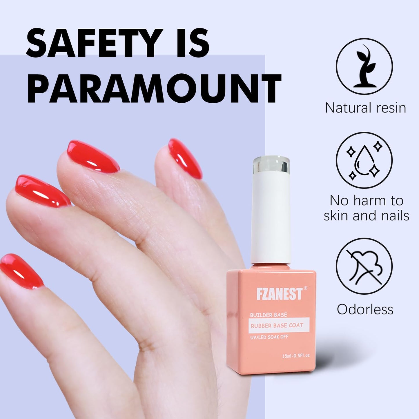 FZANEST Builder Gel Milky White Gel Polish Rubber Base For Nail Strengthener Extension LED Lamp Cured Color Base Nail Polish in Bottle