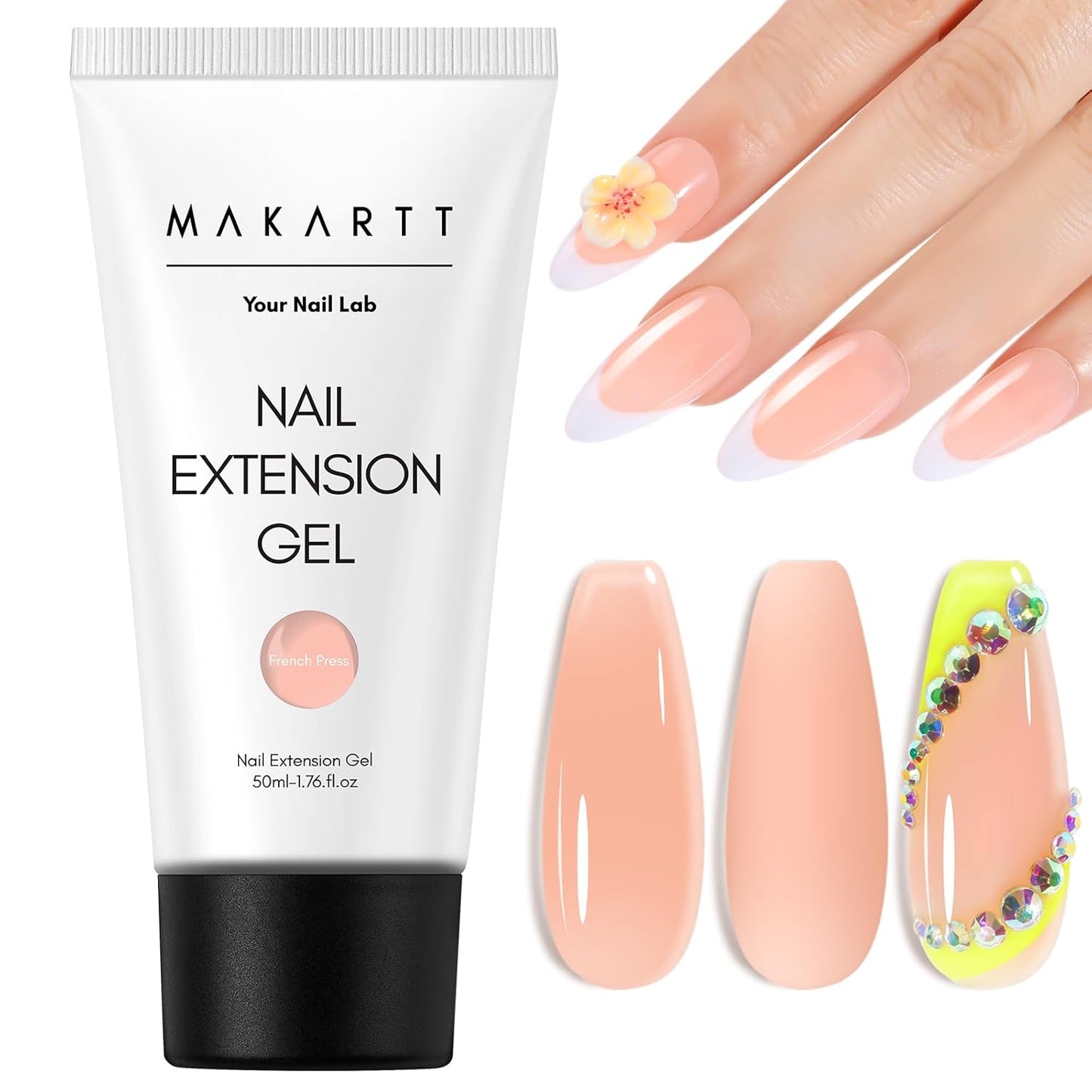 Makartt Poly Nail Gel: Clear 50ML Gel Builder for Natural-Looking Strengthener 3D Molding Gel for Trendy Nail Art-Long-Lasting and Easy to Use Supplies