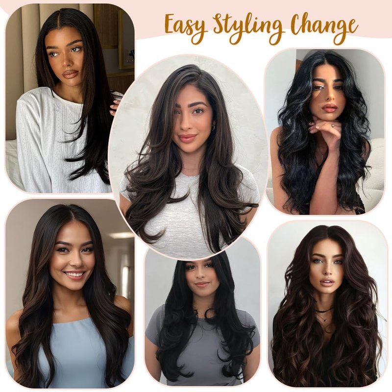 14" Remy Clip in Hair Extensions Human Hair Natural Black to Chestnut Brown Highlight Black for Beauty - Short Silky Straight 8pcs Real Hair Extensions Clip In Human Hair(14 inch 100g #(1BT6) P1B)