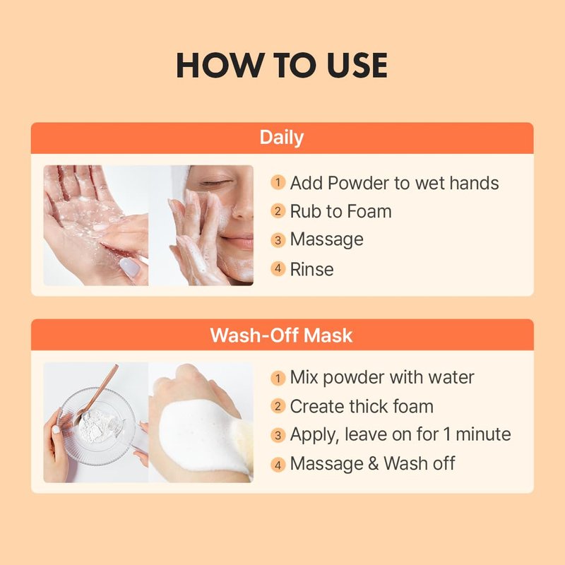 Hanskin Vitamin C Glow Powder Cleanser – Korean Brightening, Exfoliating Face Wash | Papaya Enzyme + Vitamin C for Radiant, Smooth, Even-Toned Skin | Gentle Daily Powder-to-Foam Cleanser | 2.36 fl oz