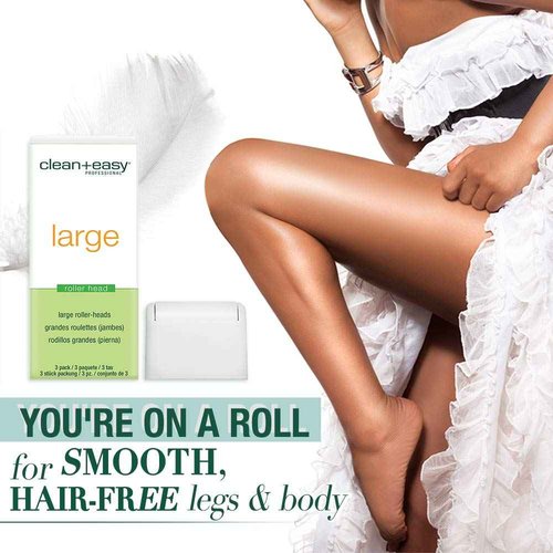Clean + Easy Roller Heads for Waxing, Large - 2 Packs of 3 Roller Heads Each, Ideal for Legs, Arms, Back, Chest, Shoulders, and Thighs, Even Application, Hygienic, Pro-Approved Brand