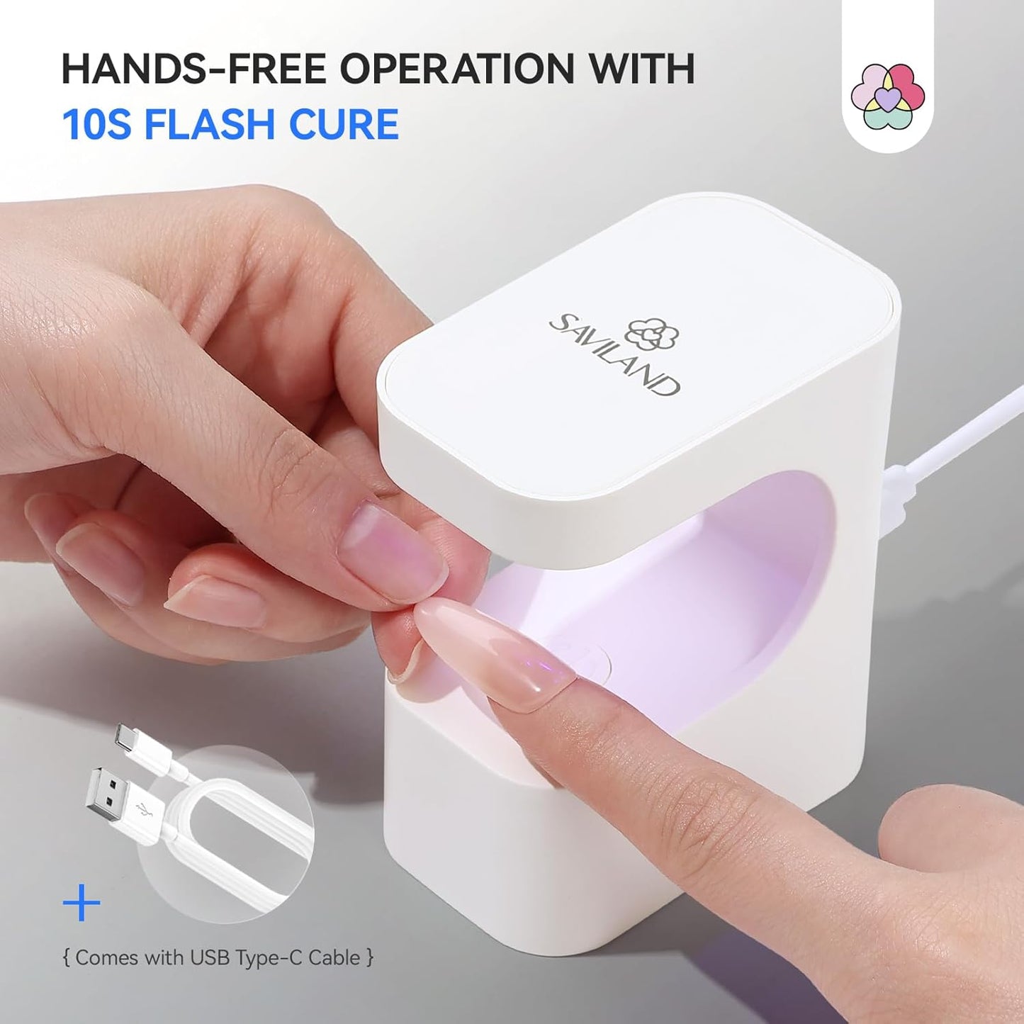 Saviland Mini Nail Lamp, Quick-Dry Gel Nail Lamp 16W, Portable U V Light for Easy and Fast Nail Extension, U V LED Curing Lamp for Manicure Starters DIY Nail Art