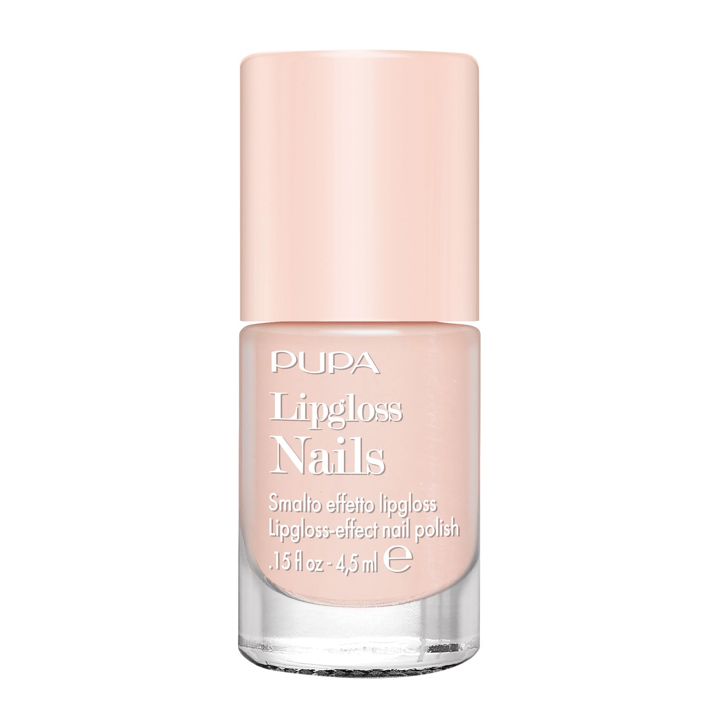 Pupa Milano Lipgloss Nails Polish - Ultra-Glossy Finish - Semi-Transparent Polish - Fast-Drying, Toluene-Free Formula - 005 Fair Nude - 0.15 oz