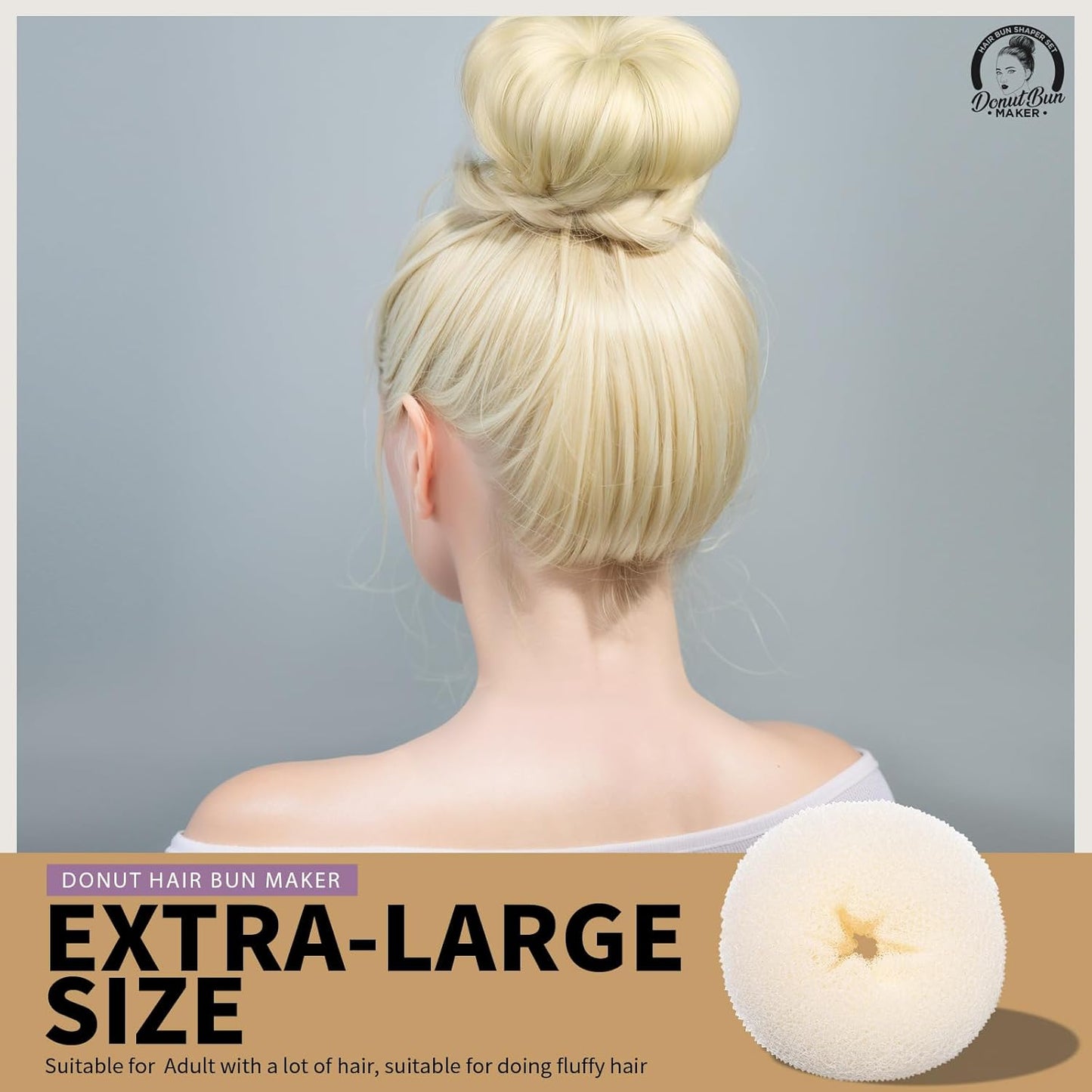 Teenitor Hair Donut, Hair Bun Maker, Black(Extra-large, Large, Medium and Small)