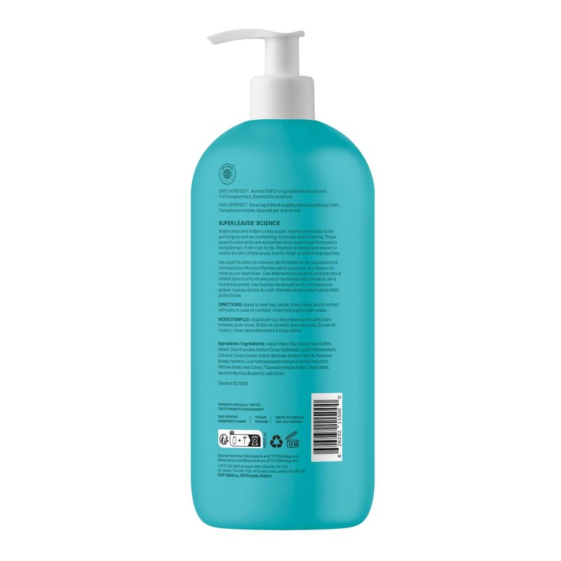 ATTITUDE Extra Gentle Hair Shampoo, EWG Verified, Soothes Dry Scalp, Naturally Derived Ingredients, Vegan and Plant Based, Unscented, 32 Fl Oz