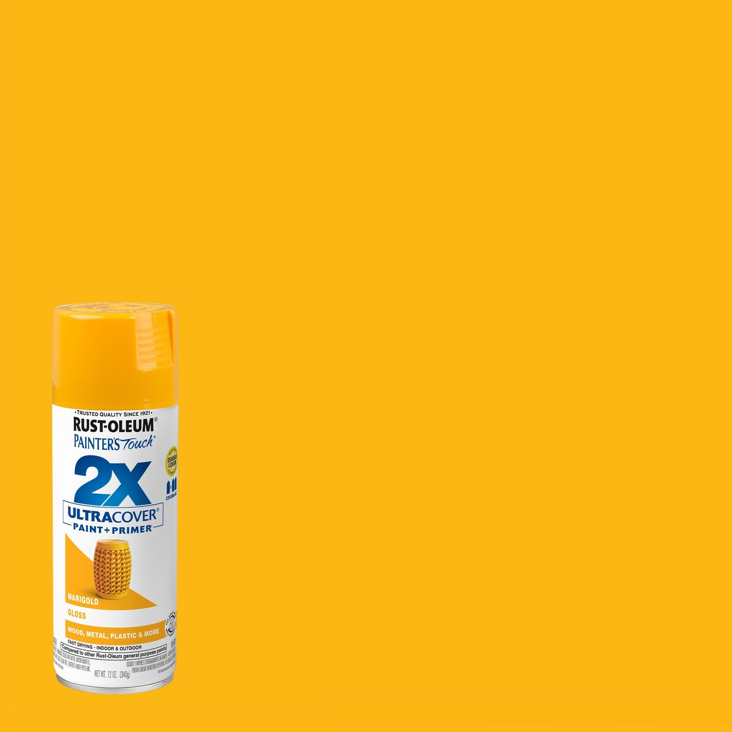 Rust-Oleum 346955 Painter's Touch 2X Ultra Cover Spray Paint, 12 oz, Gloss Marigold