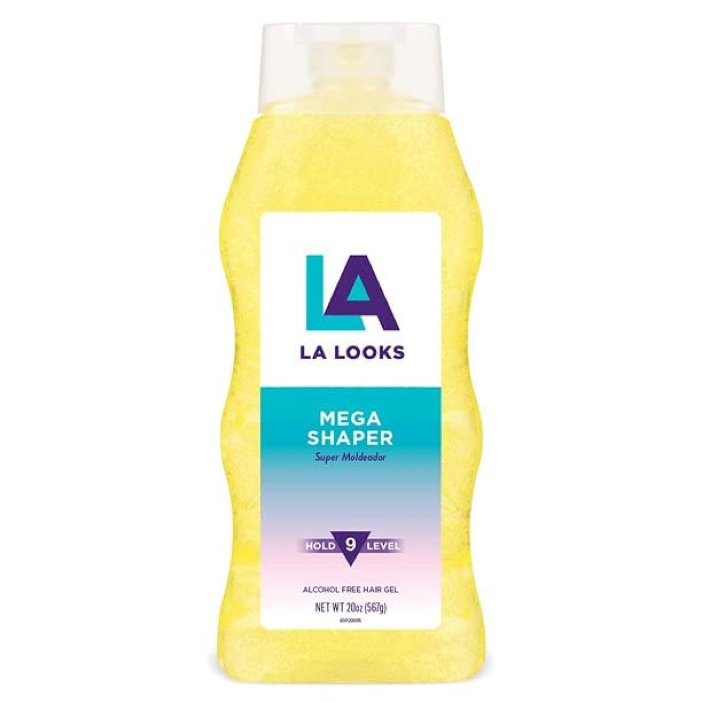 LA Looks Mega Shaper Hair Gel, All-Day Flexible Hold, Healthy Shine, Humidity Resistant, Alcohol-Free, Strong Styling Gel for All Hair Types, Level 9 Hold, 20 oz (Pack of 6)