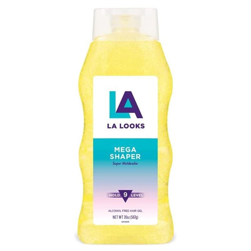 LA Looks Mega Shaper Hair Gel, All-Day Flexible Hold, Healthy Shine, Humidity Resistant, Alcohol-Free, Strong Styling Gel for All Hair Types, Level 9 Hold, 20 oz (Pack of 6)