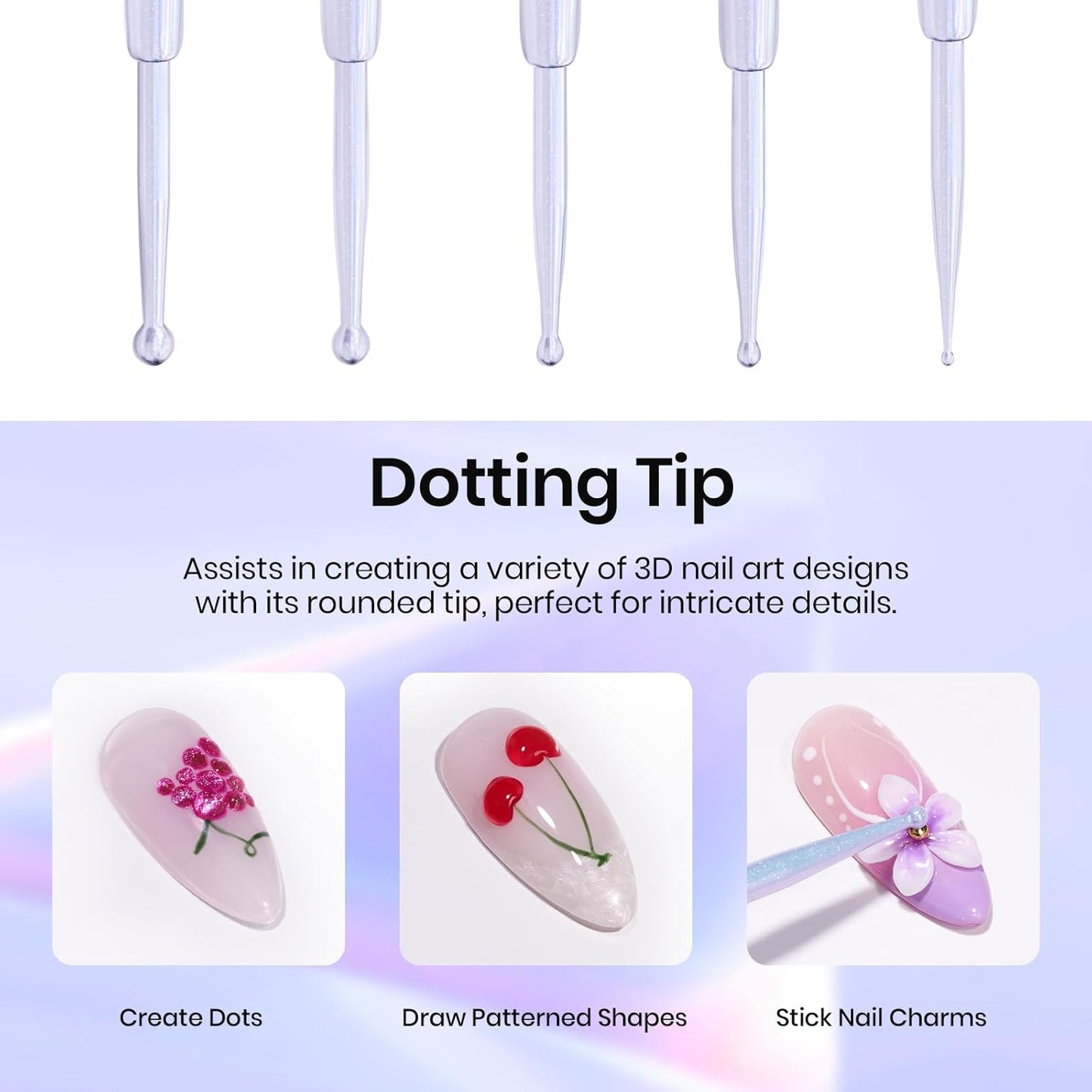 Beetles Nail Art Brushes, 8pcs Double-headed Nail Art Tool Set, Nail Dotting Tools, Striping Nail Art Brushes for Lines, Nail Drawing Pen with Bow knot Stickers Gift for Women