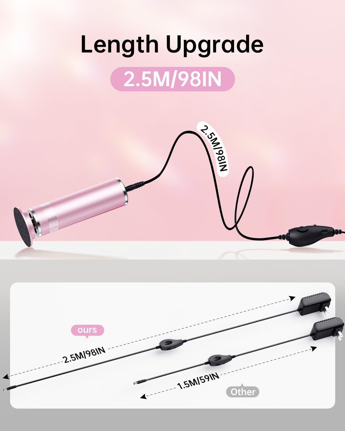 Electric Foot Callus Remover, Upgrade Electric Foot File Callus Remover for Feet, Adjustable Speed Foot File with 60 Pcs Sandpaper Discs, Foot Scrubber for Cracked, or Tough Skin and Calluses, Pink