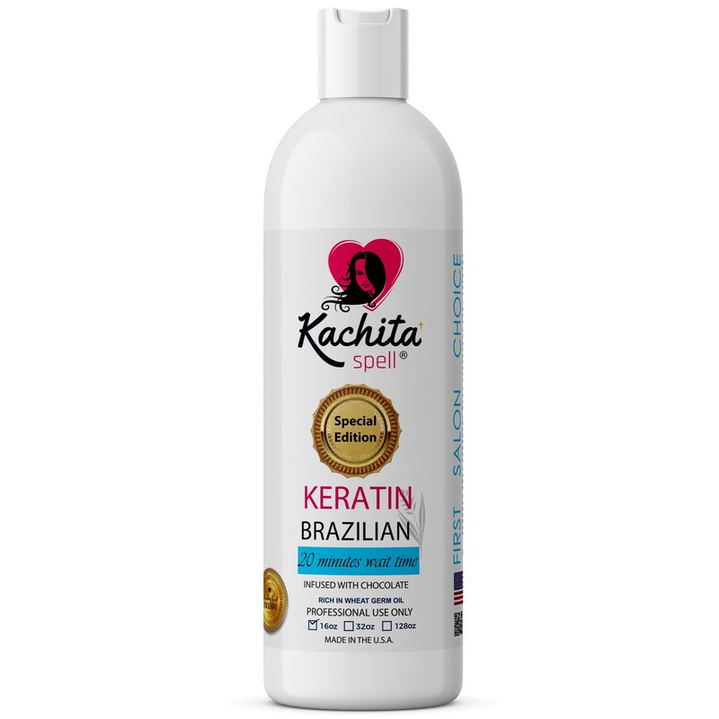 Kachita Spell Brazilian Keratin Hair Straightening Treatment, Lasts Up to 18 Weeks, Keratin Chocolate & Argan Oil Complex, Queratina para Alisar el Cabello, Home & Professional Use, 16 fl oz