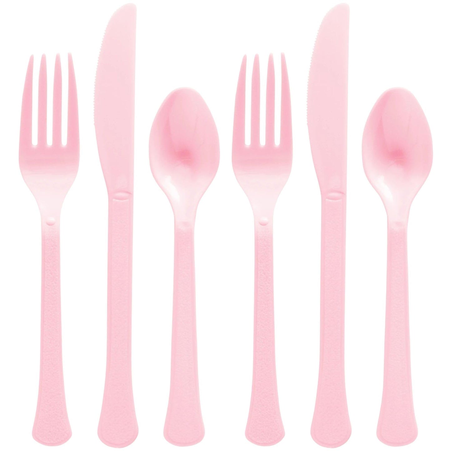 Amscan New Pink Plastic Heavy Weight Assorted Cutlery Set (24 Pc.) - Durable & Elegant Utensils, Perfect for Parties, Events, and Everyday Use
