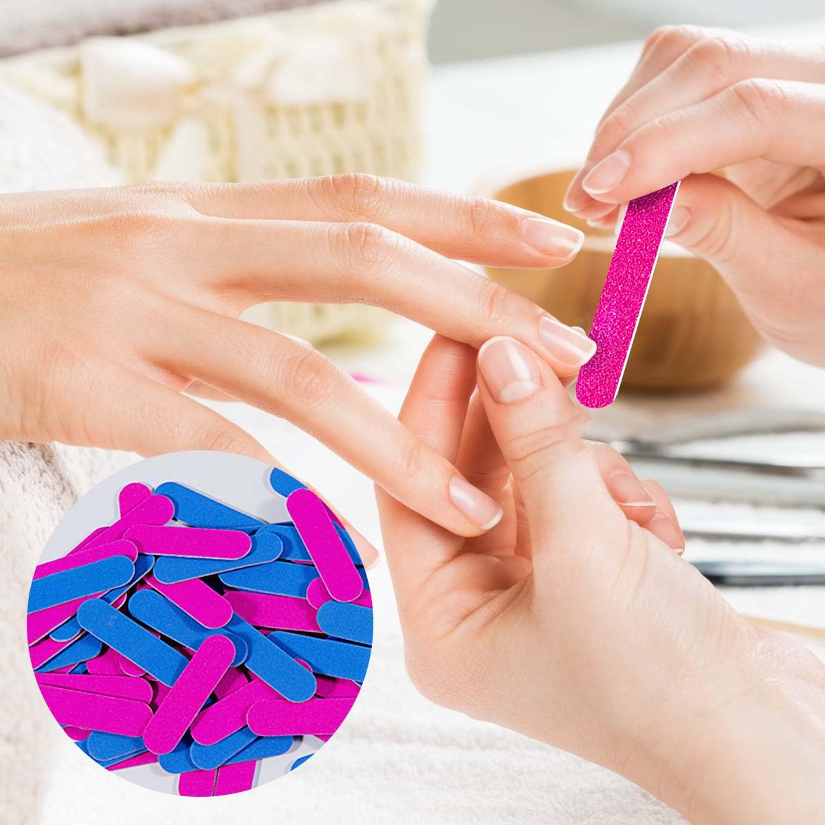 KISEER Mini Nail Files Bulk, 200 Pcs Disposable Double Sided Emery Boards Travel Size for Men, Women, Kids (3.3 Inch)