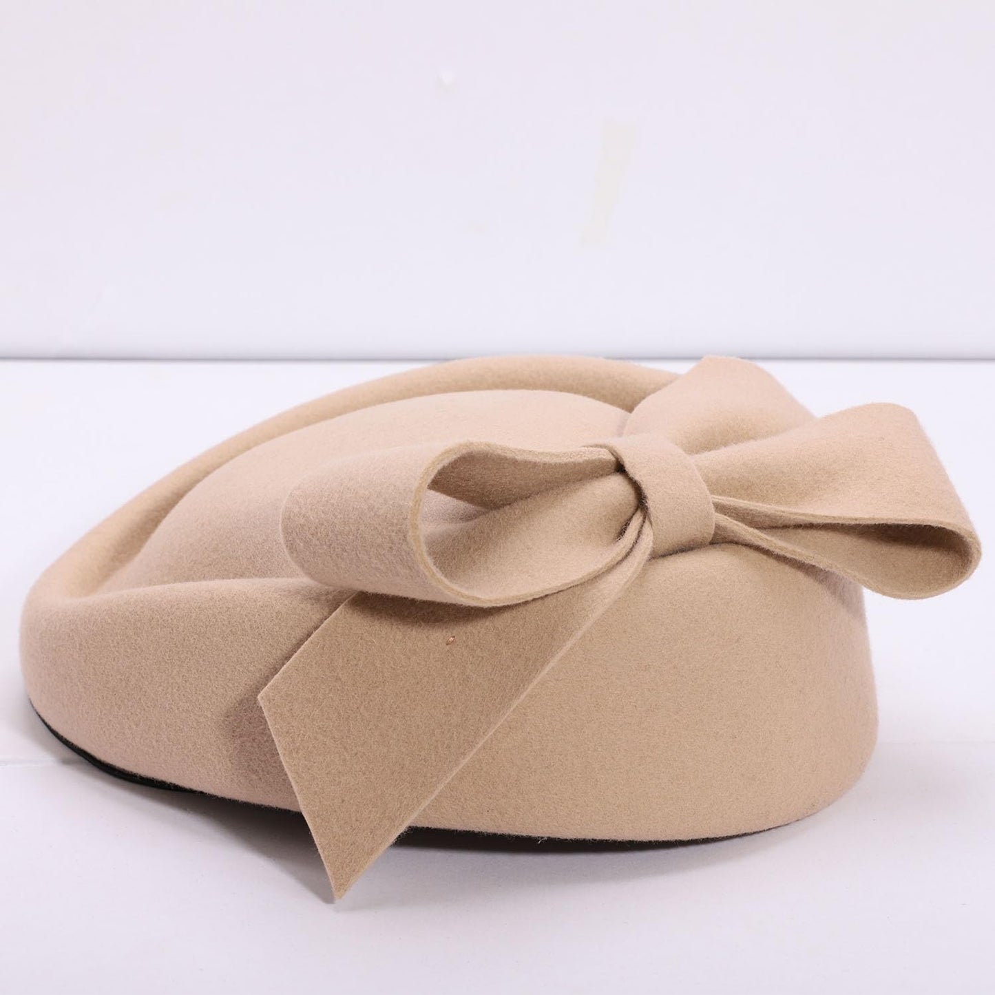 Fasbuy Wool Felt Fascinator Women Elegant Pillbox Hat Bowknot Derby Church Hat Retro Fedoras Camel