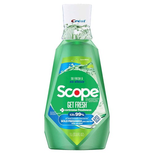Crest Scope Get Fresh Mouthwash with Alcohol, Fights Plaque and Gingivitis, Spearmint 1L