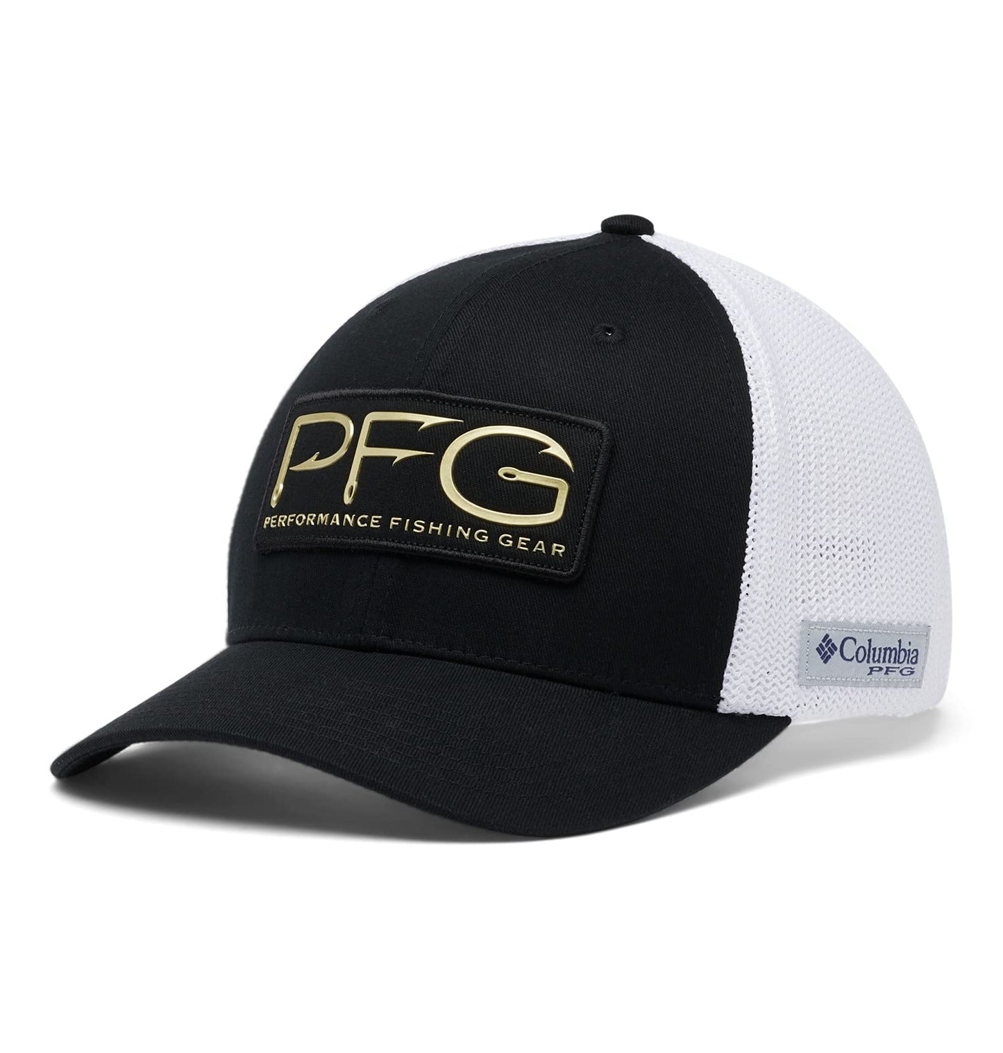 Columbia Unisex PFG Hooks Mesh Ball Cap-High Crown, Black/Gold, XX-Large