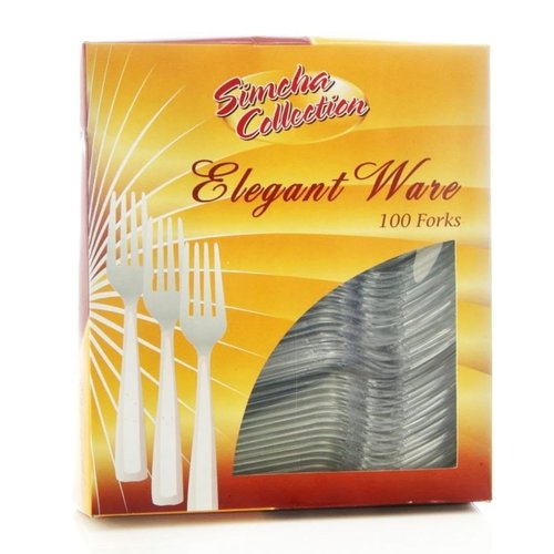 Blue Sky Clear Disposable Plastic Forks - 100 Count King Box | Crystal Clear, Sturdy & Reusable for Parties, Events, and Everyday Use