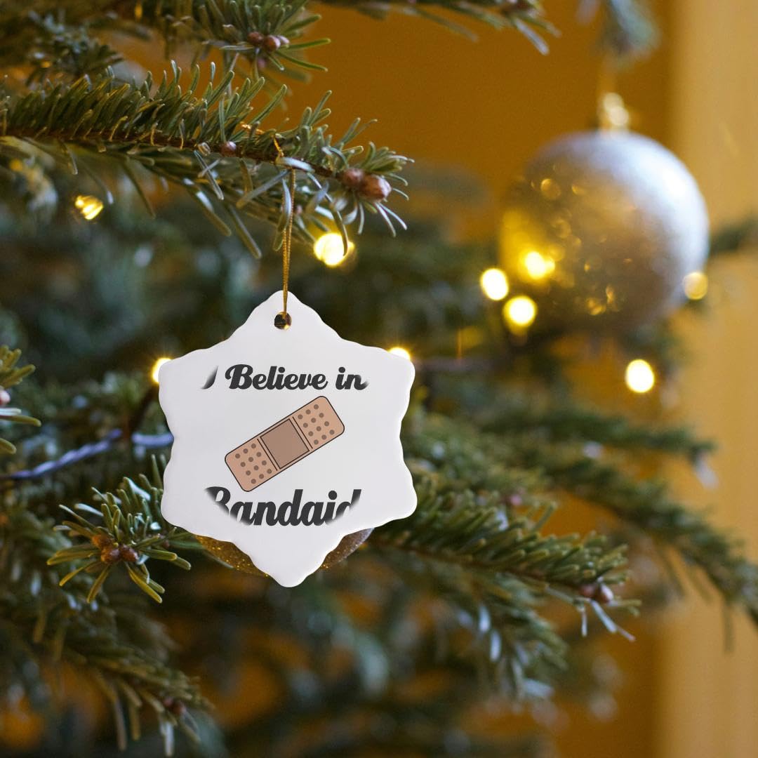3dRose I Believe in Bandaids Snowflake Ornament, 3"