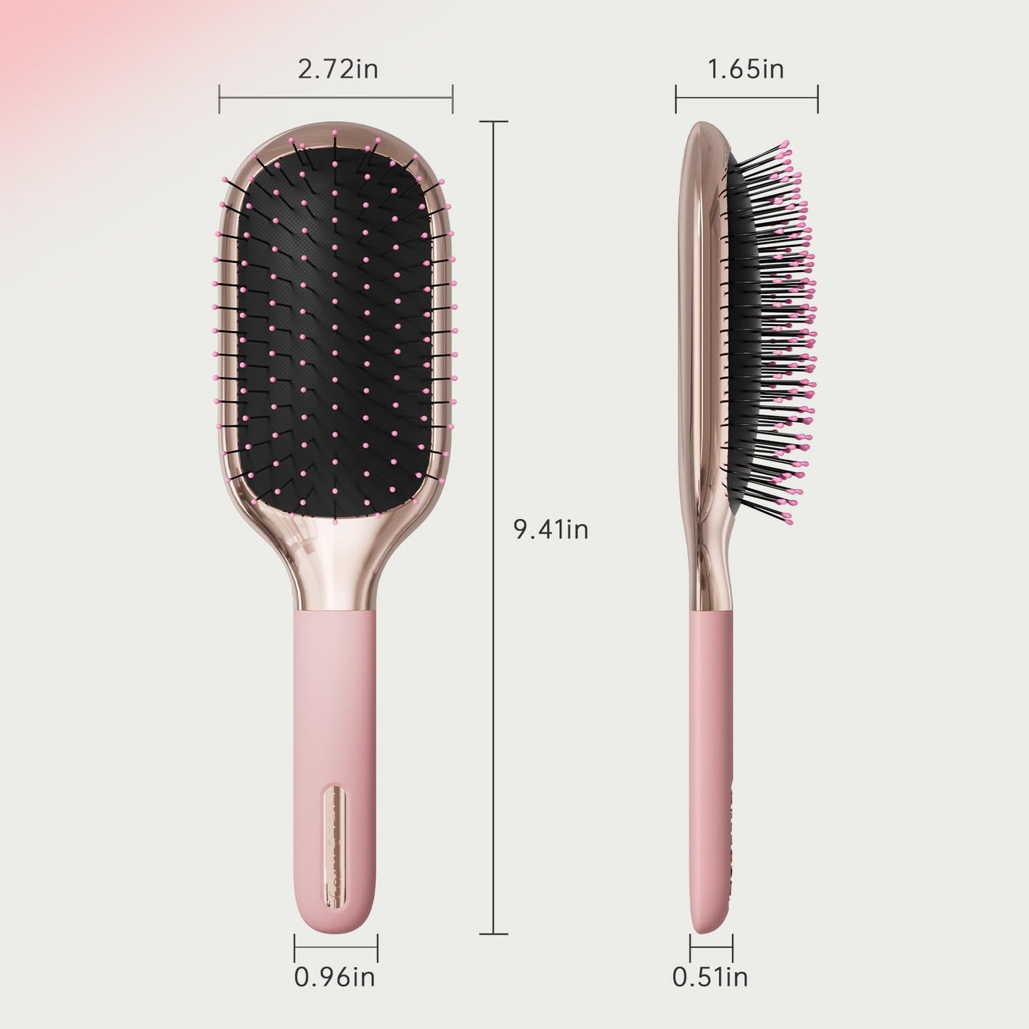 MELBANG Detangling Hair Brush, Paddle Hair Brush for Wet & Dry Hair, Pain-Free Detangler Brush for Thick, Curly & Damaged Hair, Soft Cushion Bristles, No Pulling (Pink)