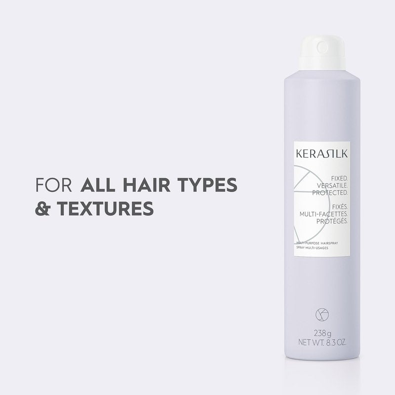 KERASILK Multi-Purpose Hairspray | Creates Long-Lasting Touchable Hold | Finishes & Locks in Hairstyles | Quick Drying | With Heat Protection & Humidity Protection | 300ml