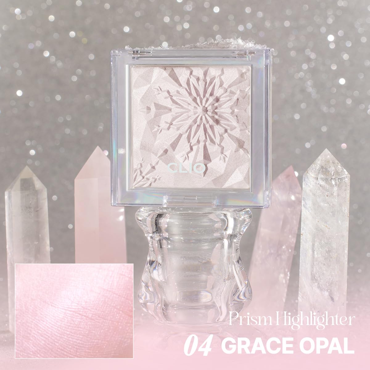 CLIO Prism Highlighter Makeup, High Glossy Face Illuminator & Pearl Shimmer Smooth Baked Powder, Long-Lasting Glitter with Radiant Glow Finish, Korean Beauty (04 Grace Opal)