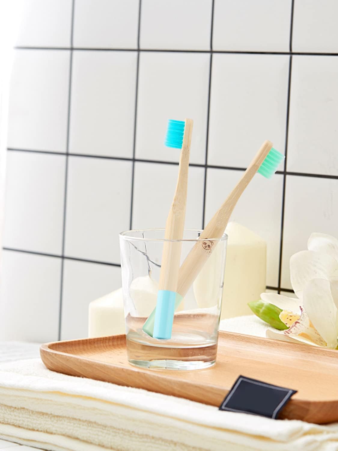 Biodegradable Bamboo Toothbrushes, 10 Piece BPA Free Soft Bristles Toothbrushes, Natural, Eco-Friendly, Green and Compostable