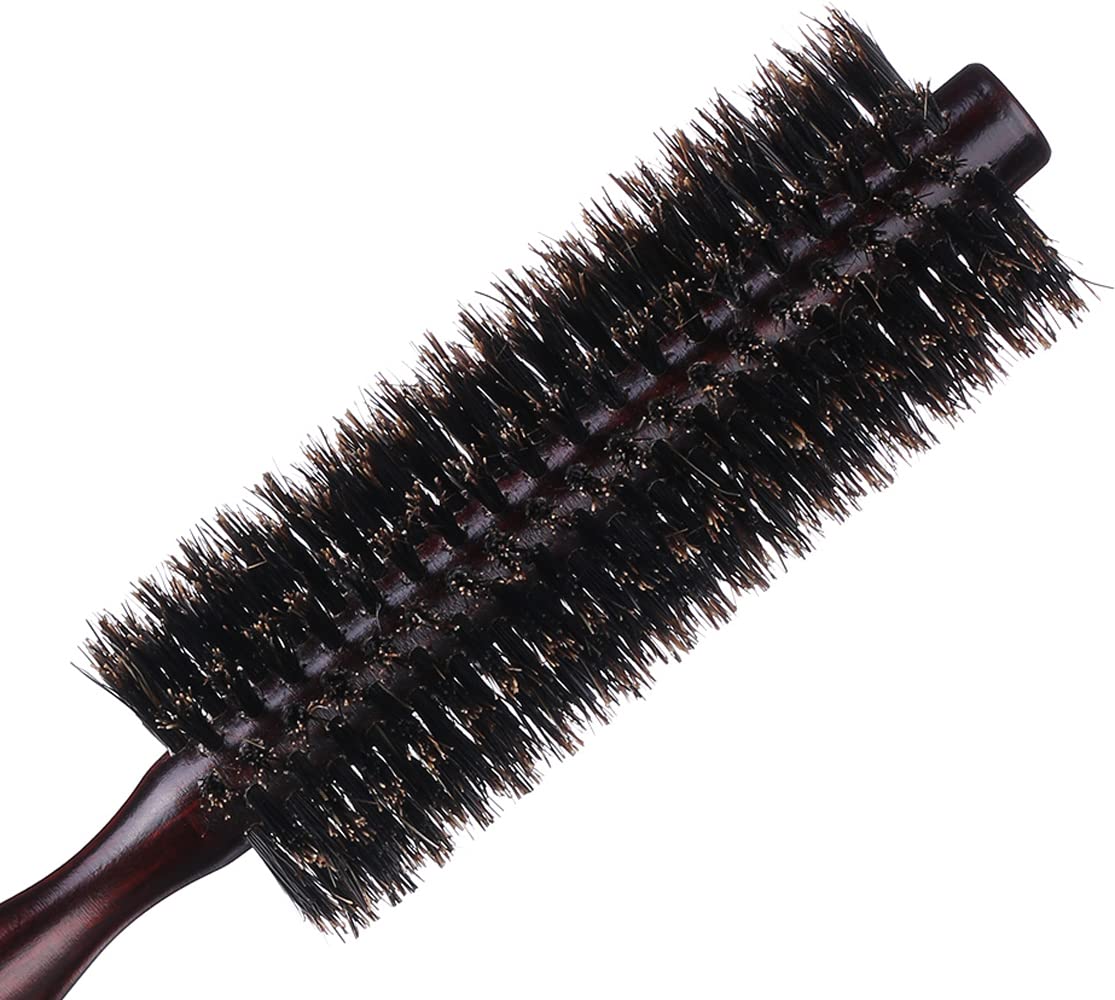 PERFEHAIR Boar Bristle Round Brush-1.3 inch, Pack of 2, Small Round Brushes for Blow Drying Styling Short, Fine, Thin Hair & Beard
