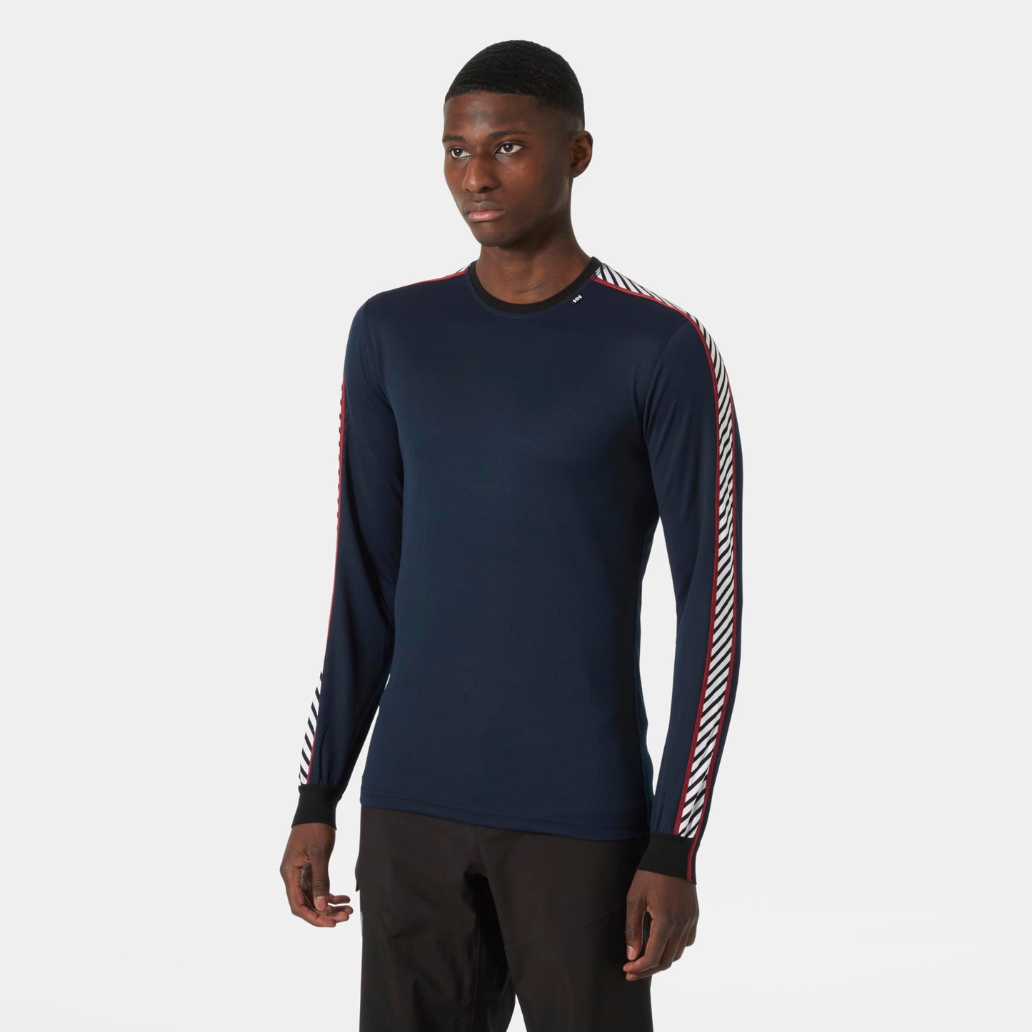 Helly Hansen Men's LIFA Stripe Performance Long Sleeve Crewneck Thermal Baselayer Top, 597 Navy, Small