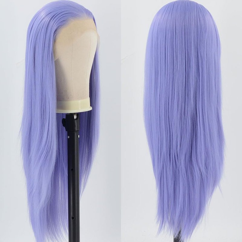ZHYWIGS Blue Purple Synthetic Wig Long Straight Lace Front Wig for Women (Blue Purple)