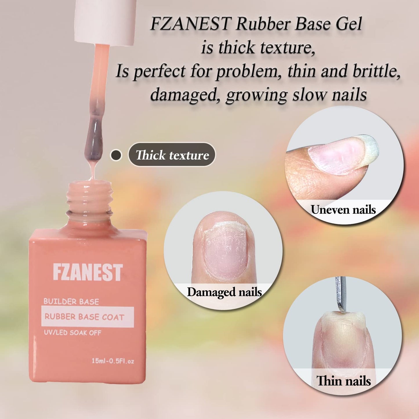 FZANEST Builder Gel Milky White Gel Polish Rubber Base For Nail Strengthener Extension LED Lamp Cured Color Base Nail Polish in Bottle