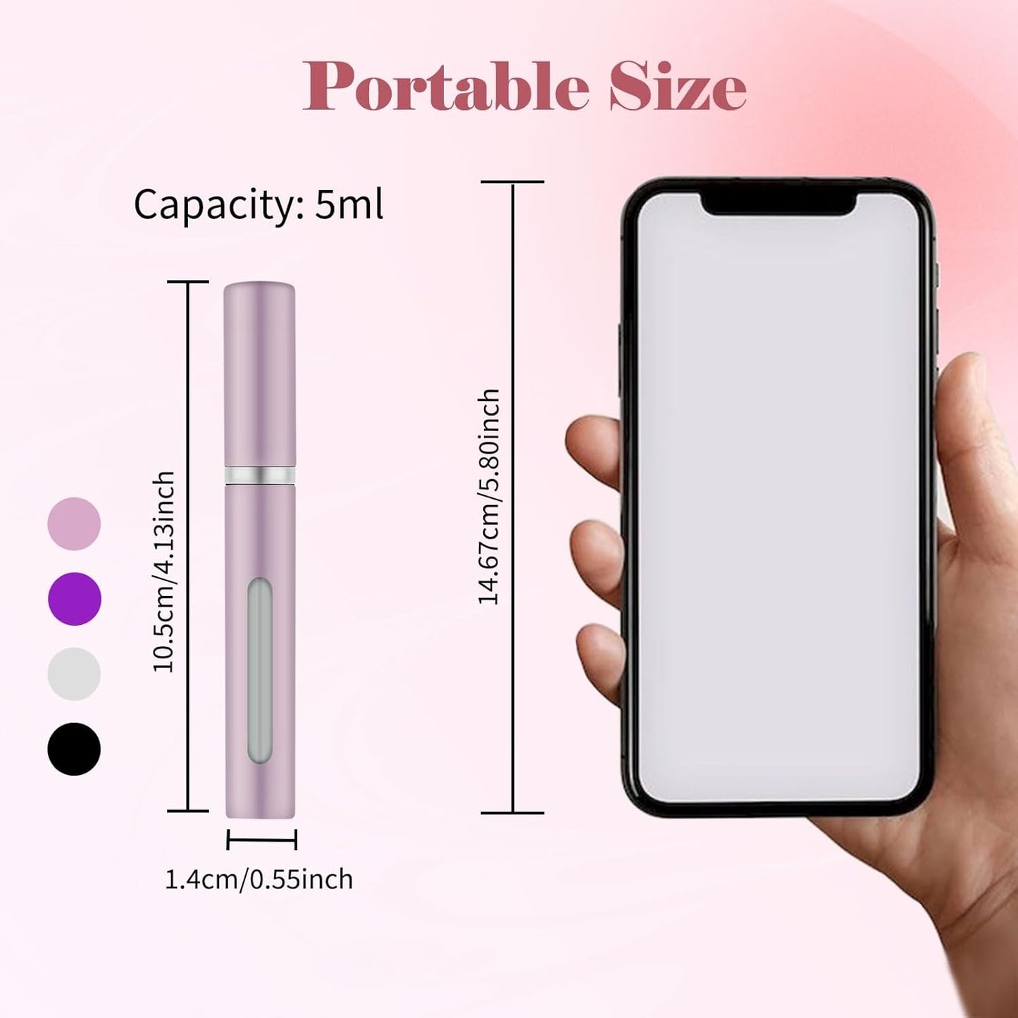 4pcs Mini Perfume Travel Bottle, Perfume Atomiser Refillable, 5ML Spray Bottles, Portable for Travel Holiday, Outdoor Activities and Business