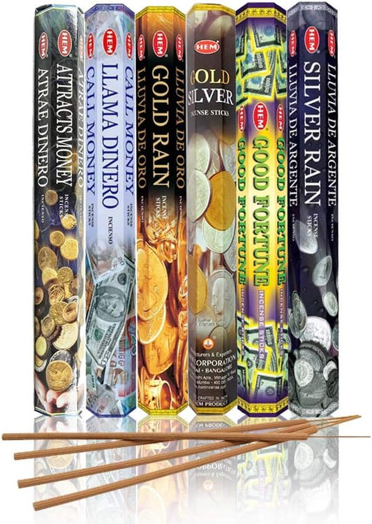 HEM Assorted Hexa Incense Sticks – Pack of 6 Fragrance Sticks (Each Tube Contains 20 Sticks) – Long-Lasting Aromatherapy for Meditation, Relaxation, Yoga, and Home Fragrance