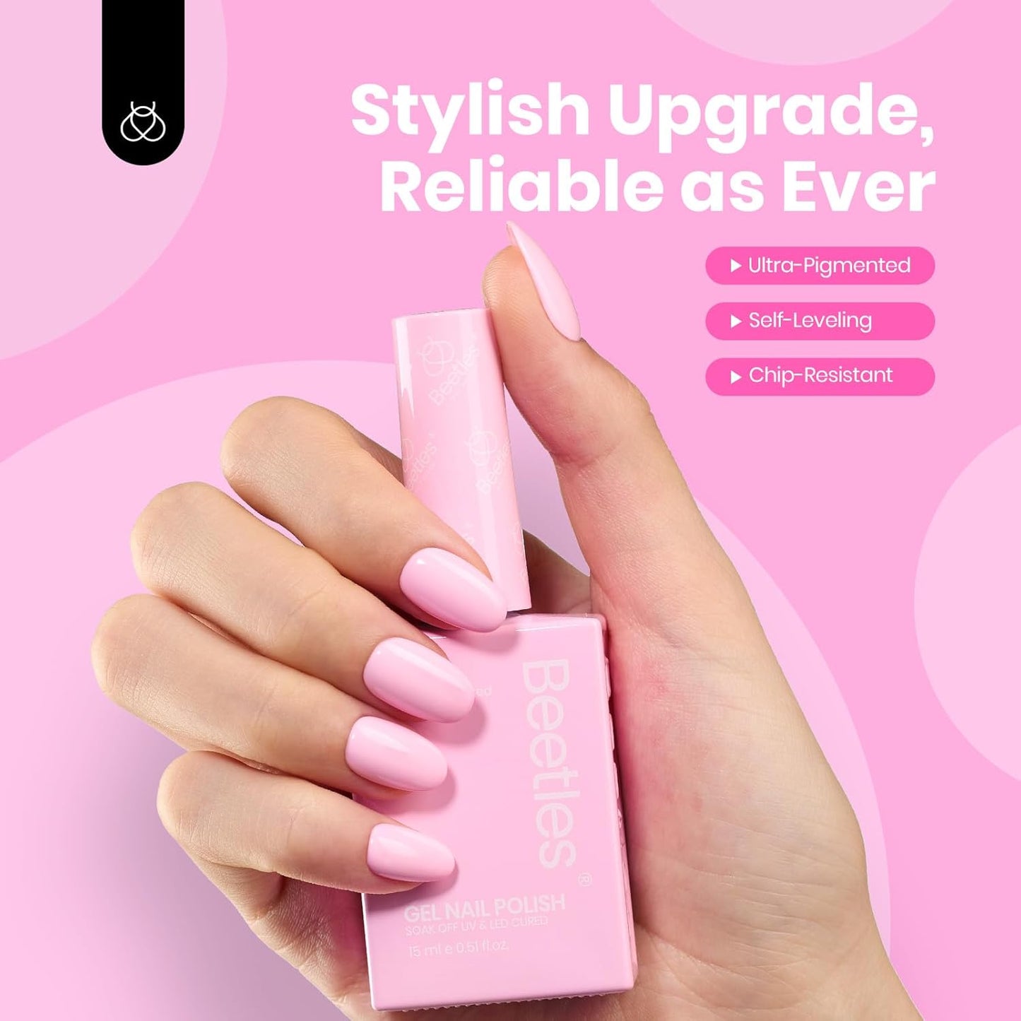 Beetles Red Gel Nail Polish 15ml 0.51 FL.OZ Red Color Soak Off U V LED 4th of July Gel Polish Nail Art Design Patriotic Manicure Salon DIY Home Colorful Bottle for Women