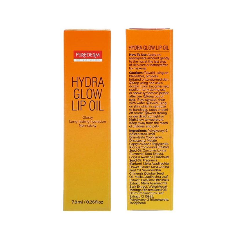 Purederm Hydrating Glow Lip Oil, Non-Sticky Lip Gloss (0.26 fl oz)