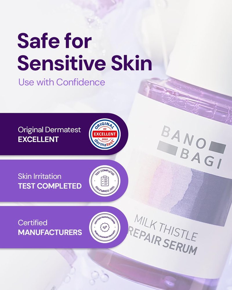 BANOBAGI Milk Thistle Repair Serum | Korean Skin Care Face Moisturizer Hydrating Serum for Face | Korean Moisturizer Skin Firming Face Serum for Glowing Skin w/ 70% Burdock Root Extracts (1.01 oz)