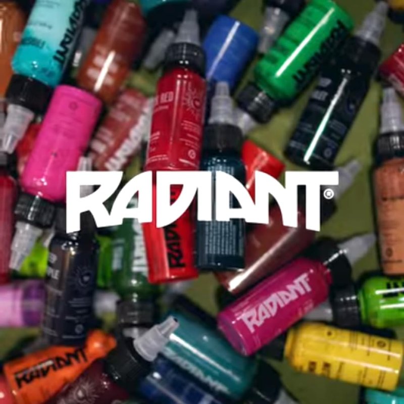 RADIANT COLORS Artists Select 7 Color Tattoo Ink Set 1/2oz Bottles Kit Pigment