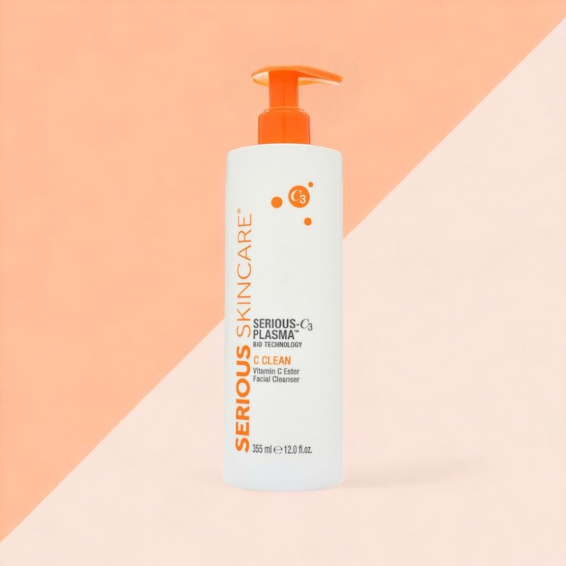 Serious Skincare Hydrating C Clean Facial Cleanser, Gentle Face Wash with Anti-Aging Vitamin C and E, Hydrolyzed Collagen, Botanical Extracts, 12 FL Oz
