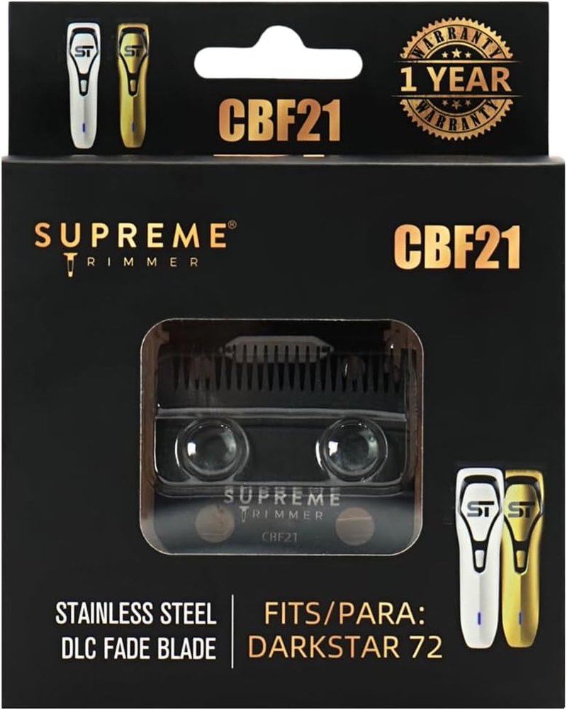 DLC Coated Steel Replacement Blade for Supreme Trimmer | Fade Blade Compatible with Darkstar72 & Most Hair Clippers - Black