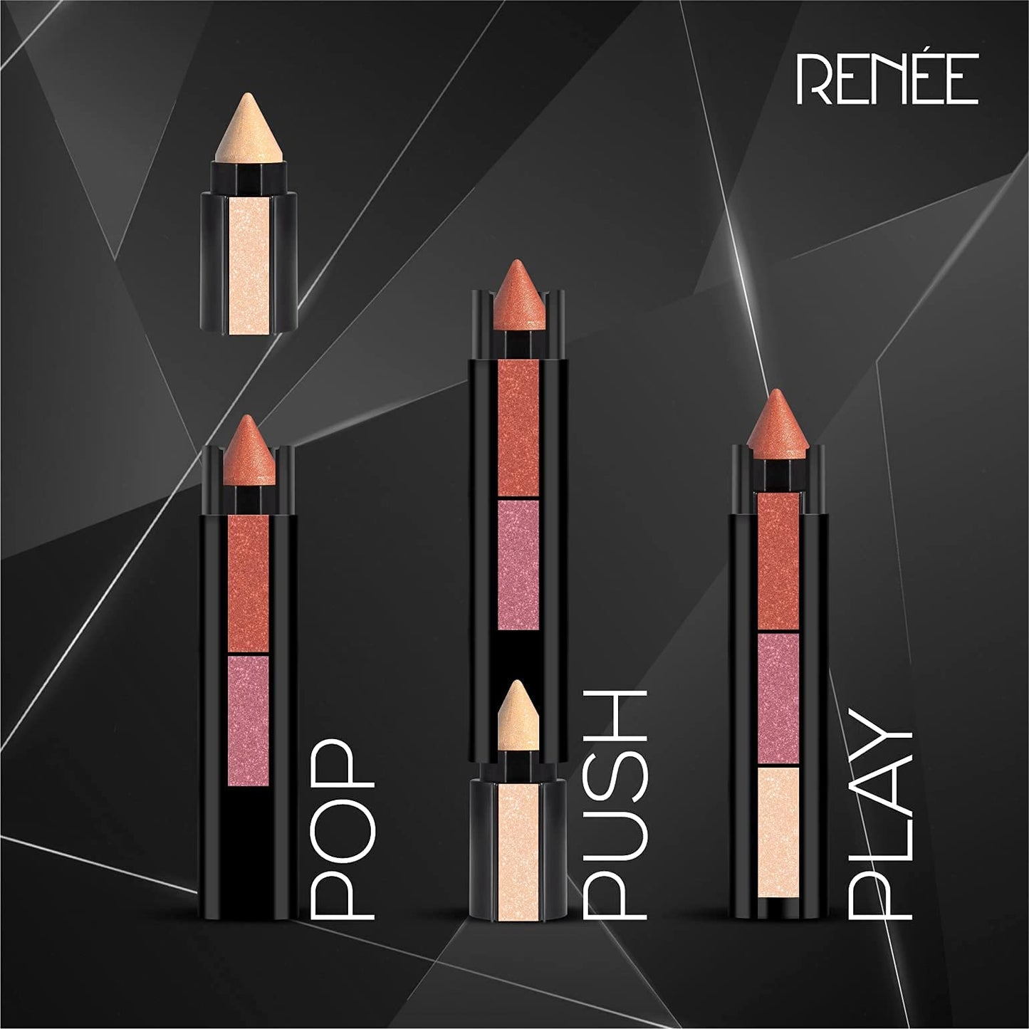RENEE Fab 3 in 1 Eyeshadow Enriched with vitamin E, 4.5g - Adds dimension and intensity, Highly Pigmented 3 Shades in 1 Stick