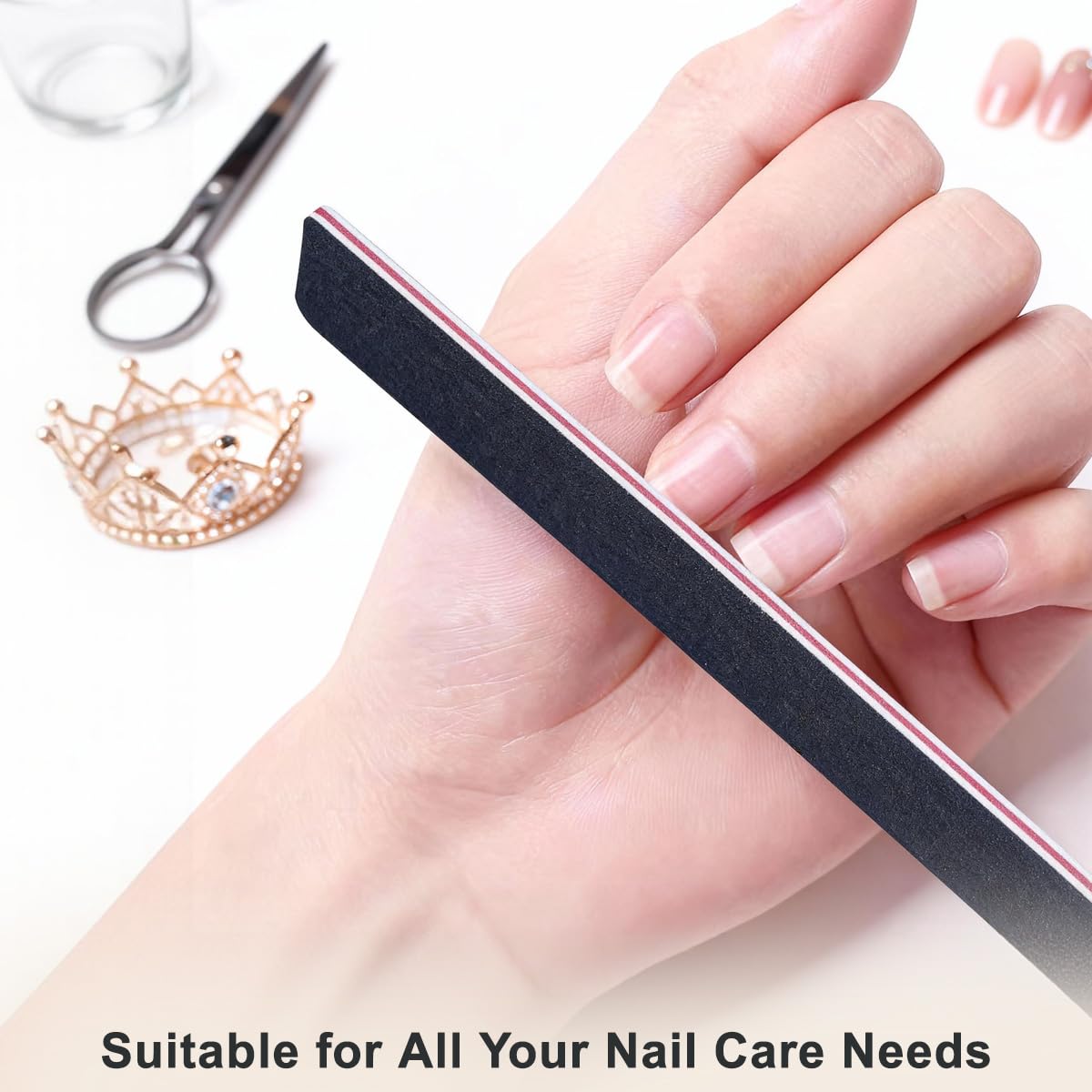 10Pcs Professional Washable Thick Nail Files Emery Board 60/60 Grit Black Nail Art Care Sanding Buffer Buffing Manicure Pedicure Tool