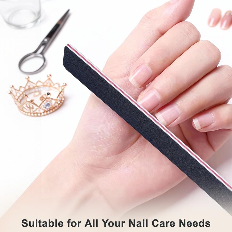 10Pcs Professional Washable Thick Nail Files Emery Board 60/60 Grit Black Nail Art Care Sanding Buffer Buffing Manicure Pedicure Tool