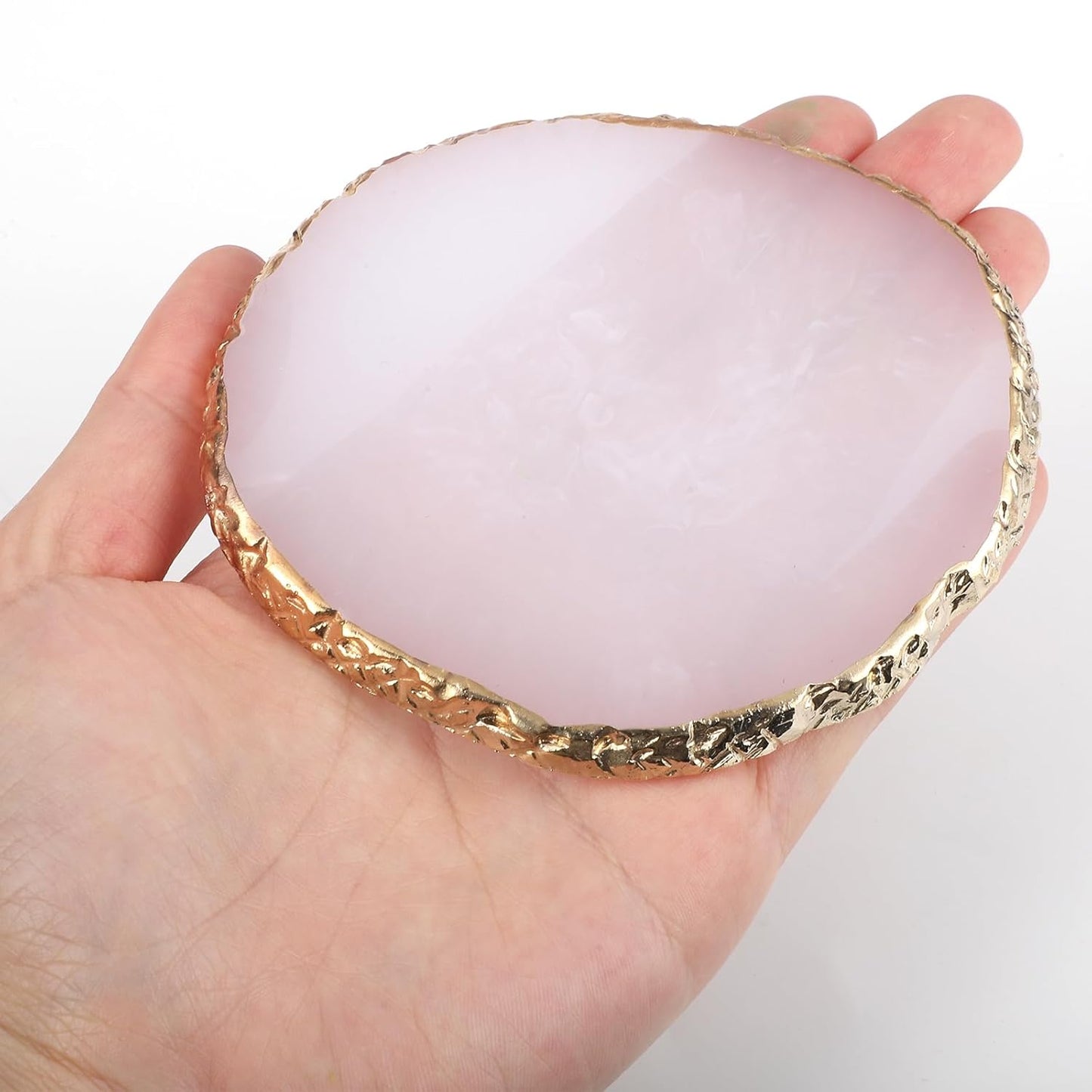2 Pcs Resin Nail Art Palette, Nail Art Painting Palettes Gold Edge Nail Holder Nail Art Display Board