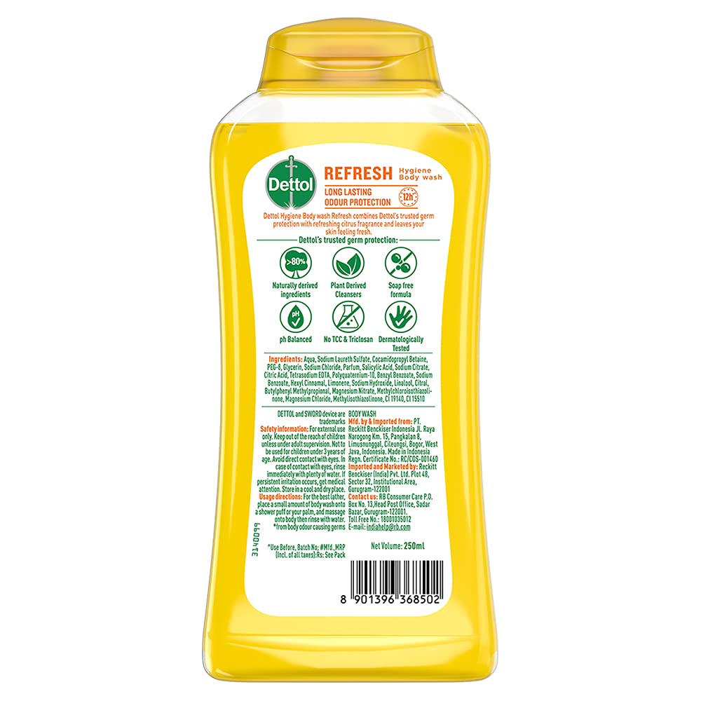 Dettol Body Wash and Shower Gel | Lime Fresh | For Women and Men | 250ml (8.45 fl oz)